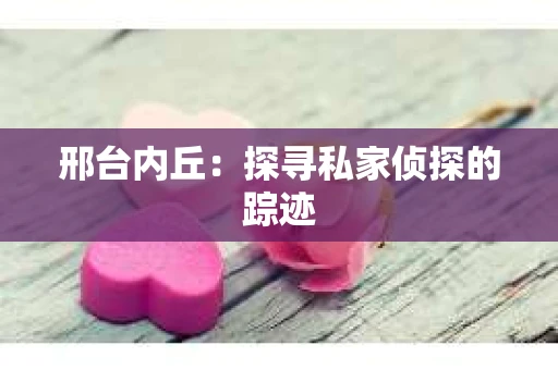邢台内丘：探寻私家侦探的踪迹
